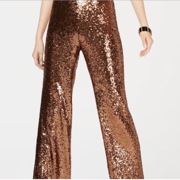 Nwt Nightway sequined jumpsuit champagne copper color - Picture 5 of 6
